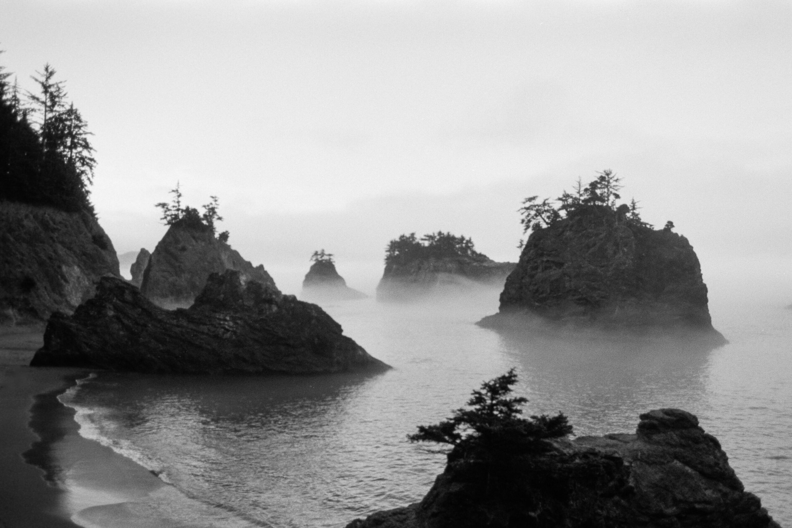 Brookings, OR on black and white film