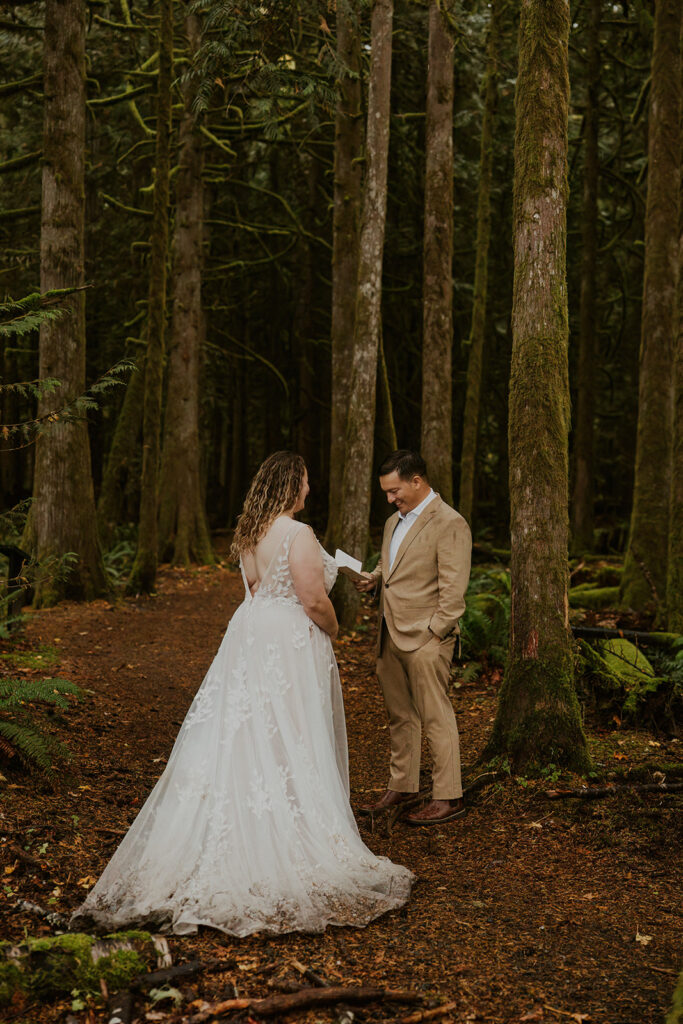 Olympic National Park elopement vow exchange in the rainforest