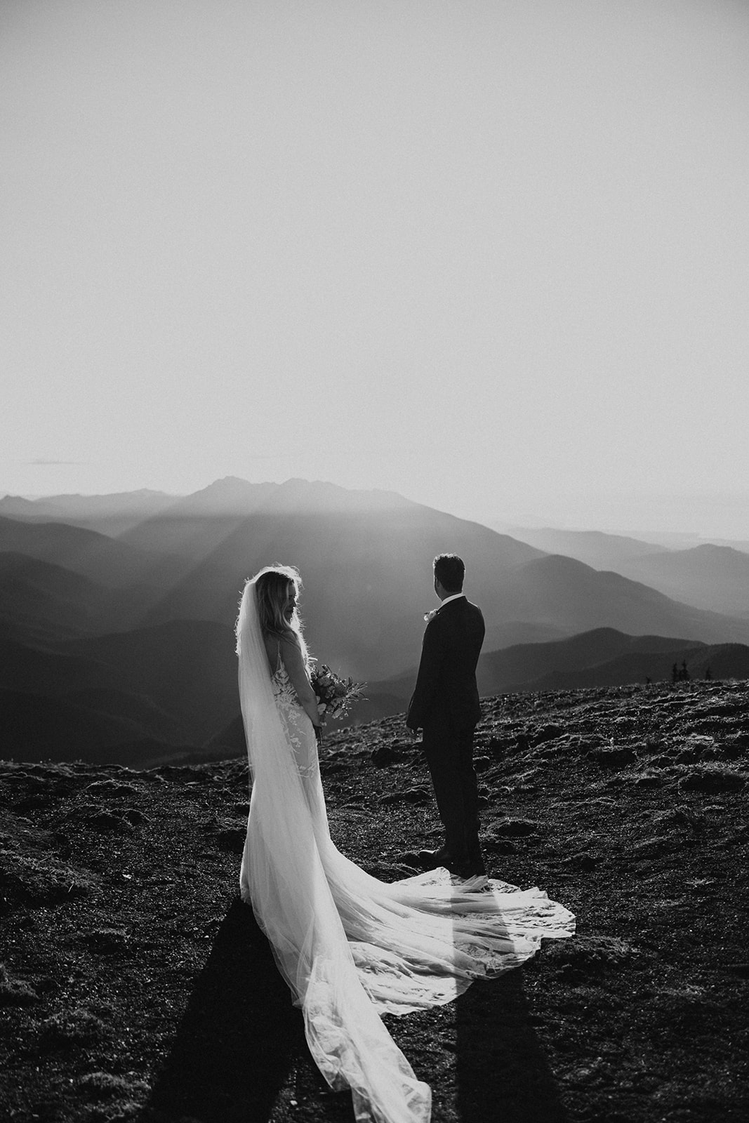 Olympic National Park elopement at Hurricane Ridge in black and white