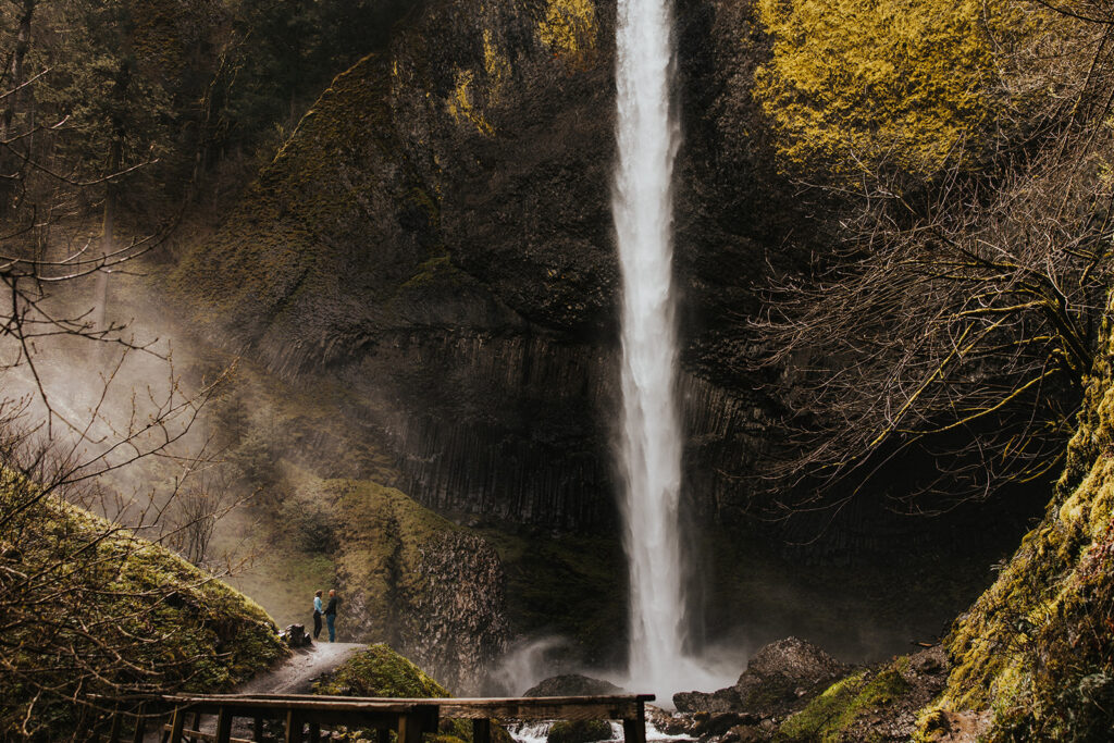 Columbia Gorge waterfall engagement photos