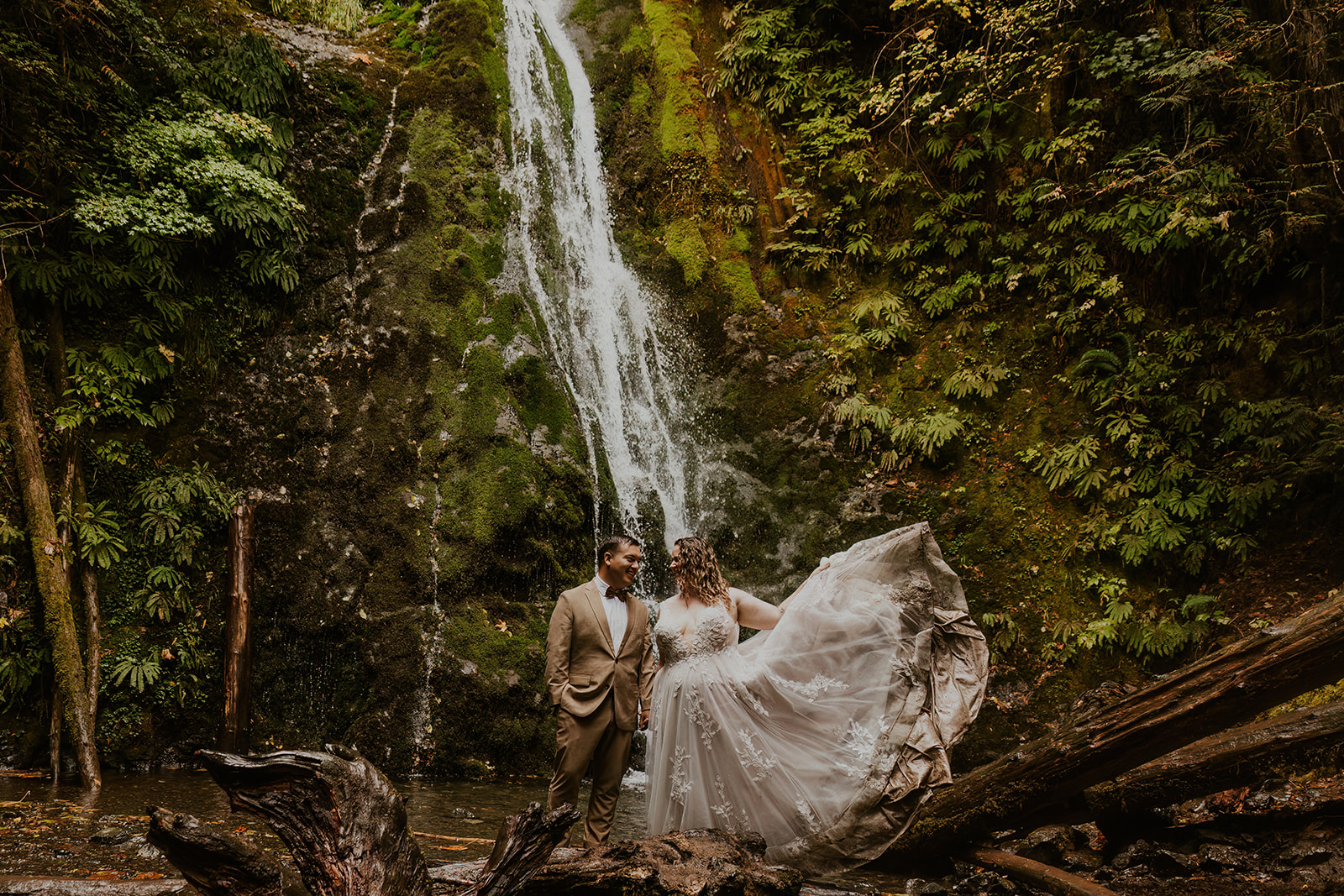 Olympic National Park waterfall elopement