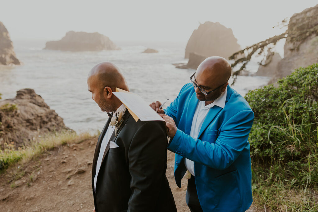 Signing a marriage license on the Oregon Coast